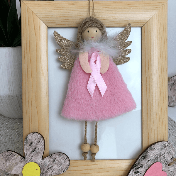 Handmade Angels With Pink Ribbon