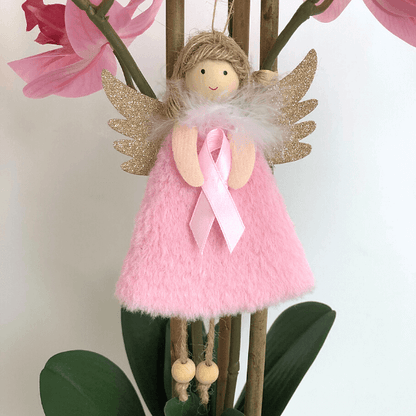 Handmade Angels With Pink Ribbon