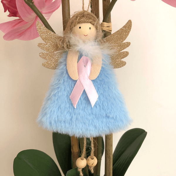 Handmade Angels With Pink Ribbon