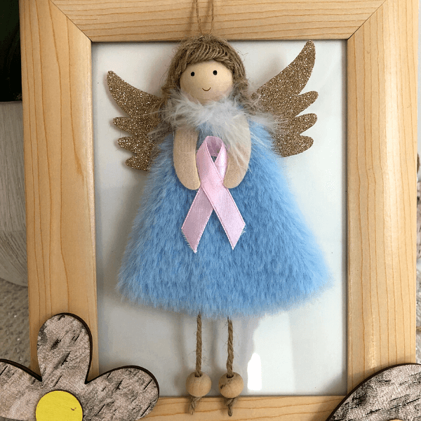 Handmade Angels With Pink Ribbon